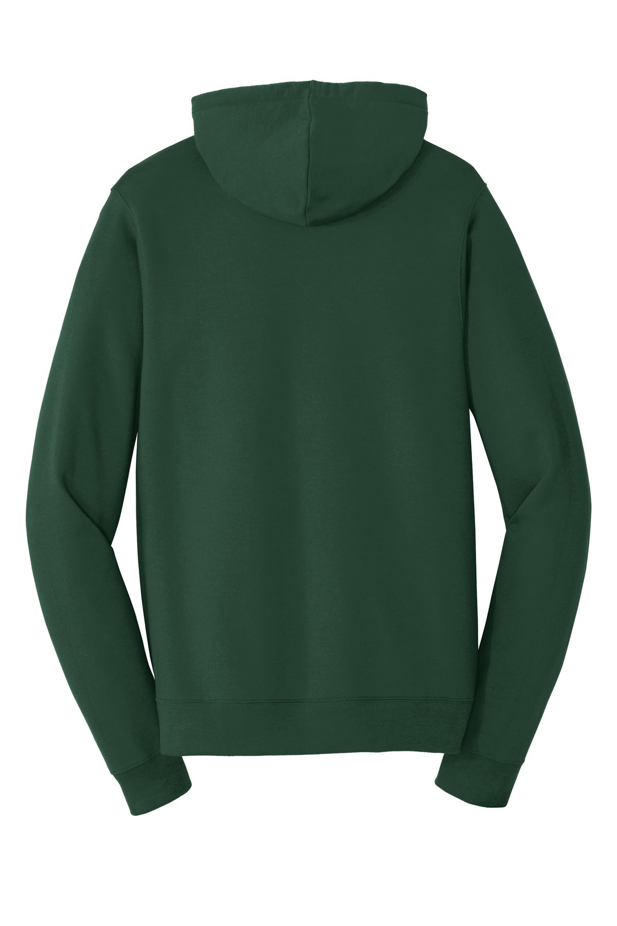 Rear View of Forest Green Port & Company Fan Favorite Fleece Full-Zip Hooded Sweatshirt. PC850ZH