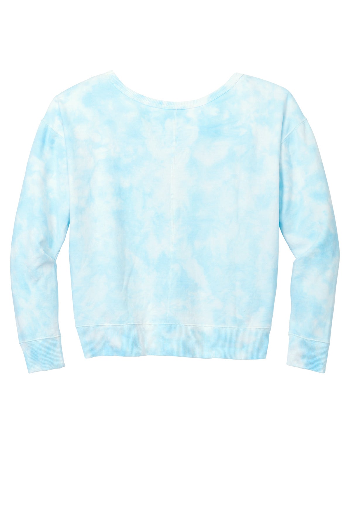 Rear View of Glacier Port & Company Women's Beach Wash Cloud Tie-Dye V-Neck Sweatshirt LPC140V