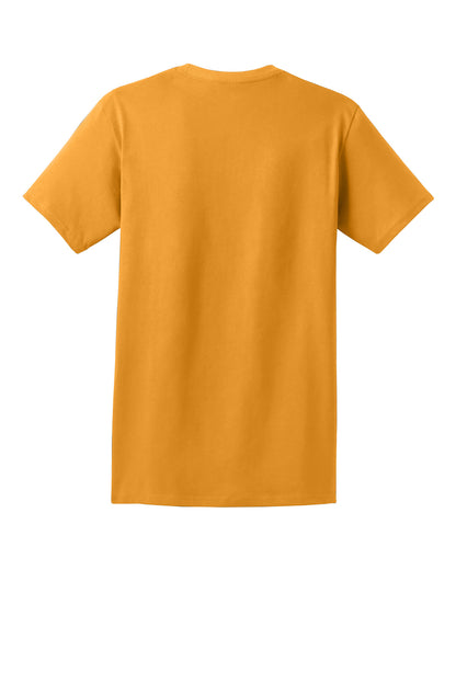 Rear View of Gold Hanes - Authentic 100% Cotton T-Shirt with Pocket. 5590