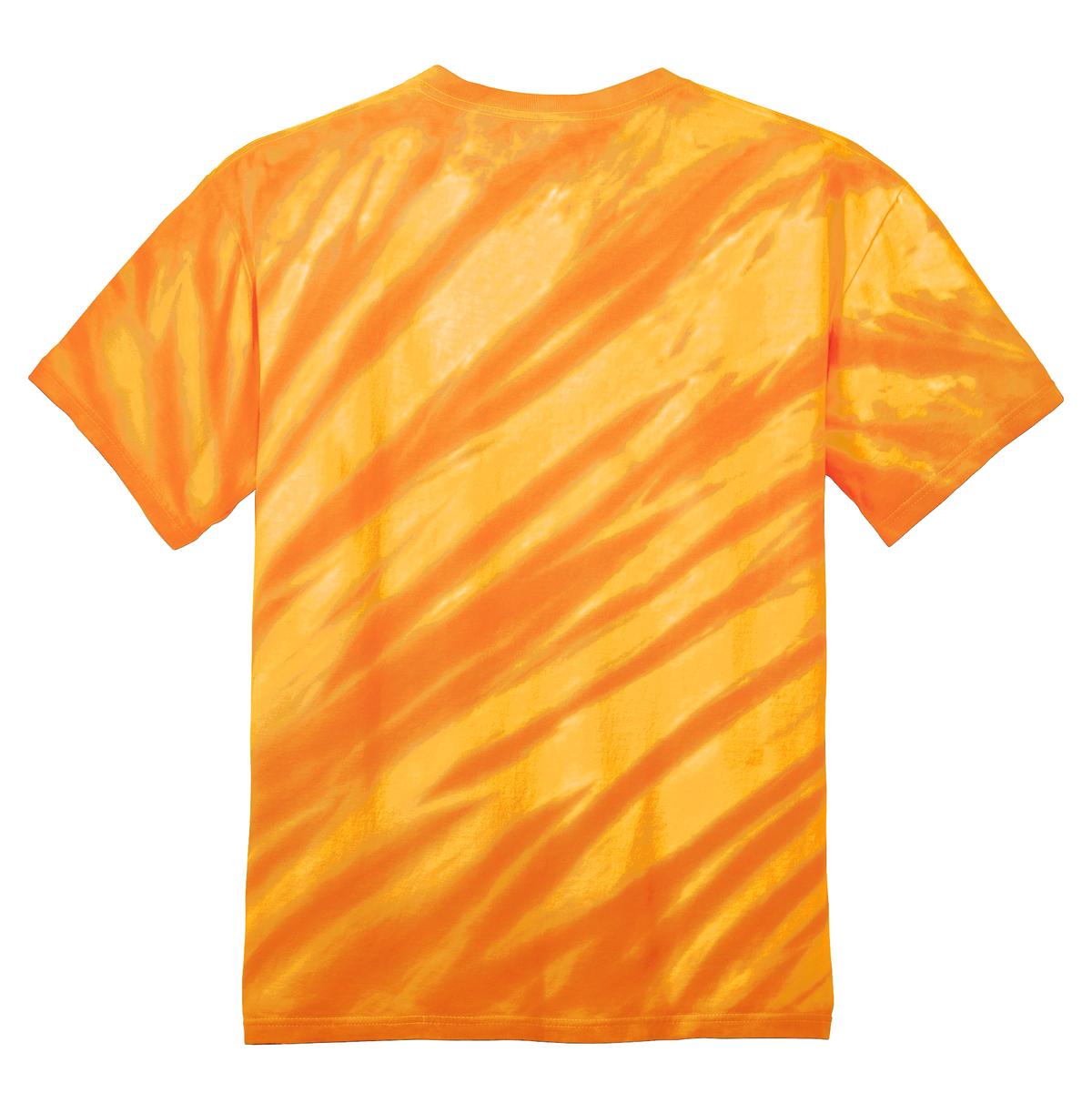 Rear View of Gold Port & Company - Tiger Stripe Tie-Dye Tee. PC148