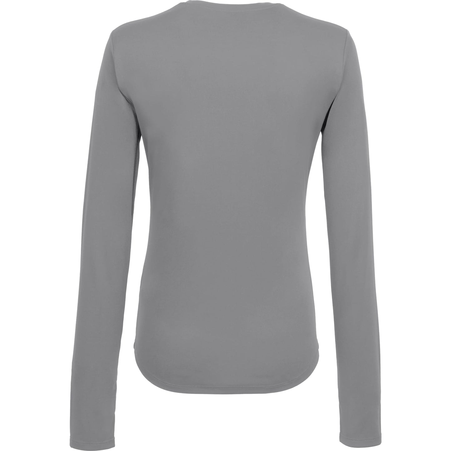 Rear View of Grey DARA LS Tech Tee - Women's plain