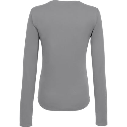 Rear View of Grey DARA LS Tech Tee - Women's plain