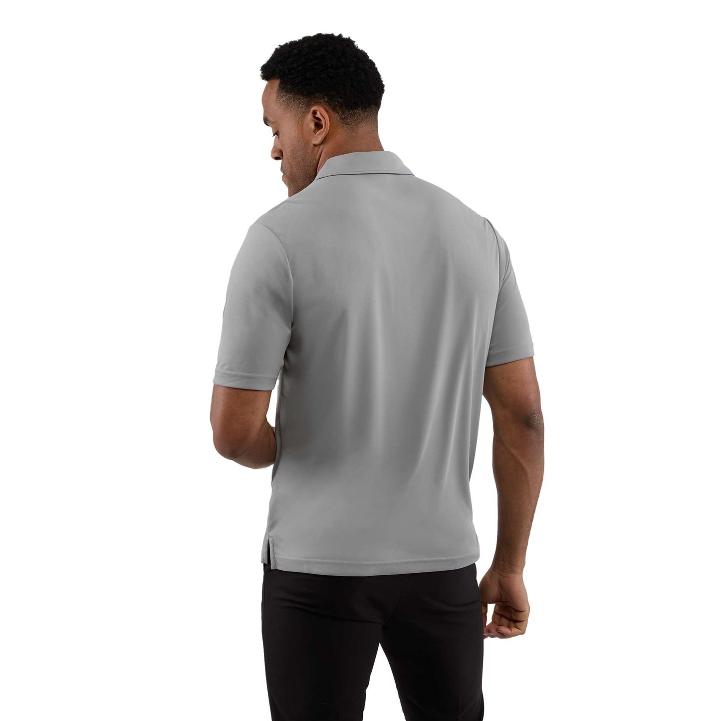 Rear View of Grey DARA SS Polo - Men's plain