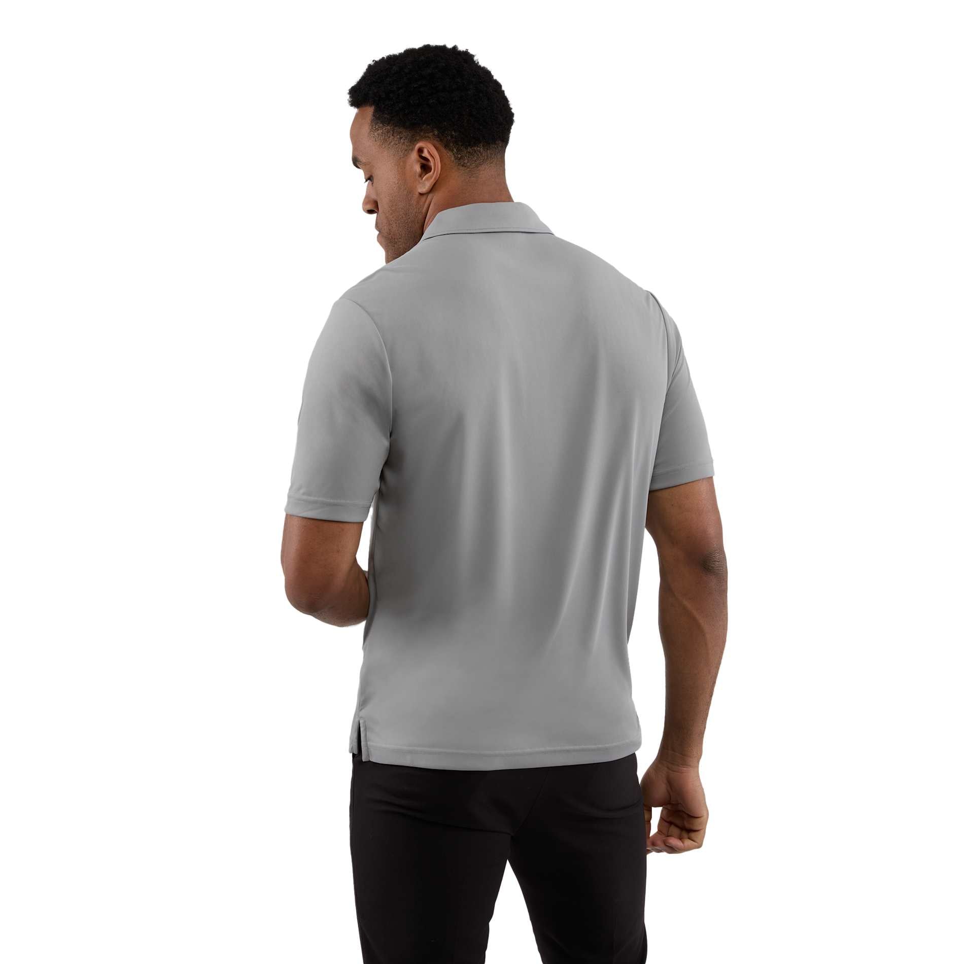Rear View of Grey DARA SS Polo - Men's plain