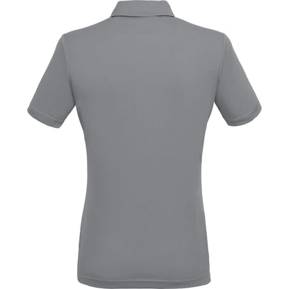 Rear View of Grey DARA SS Polo - Women's plain
