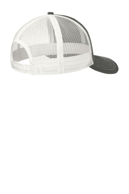 Rear View of Grey Steel/Wht Port Authority Snapback Trucker Cap. C112