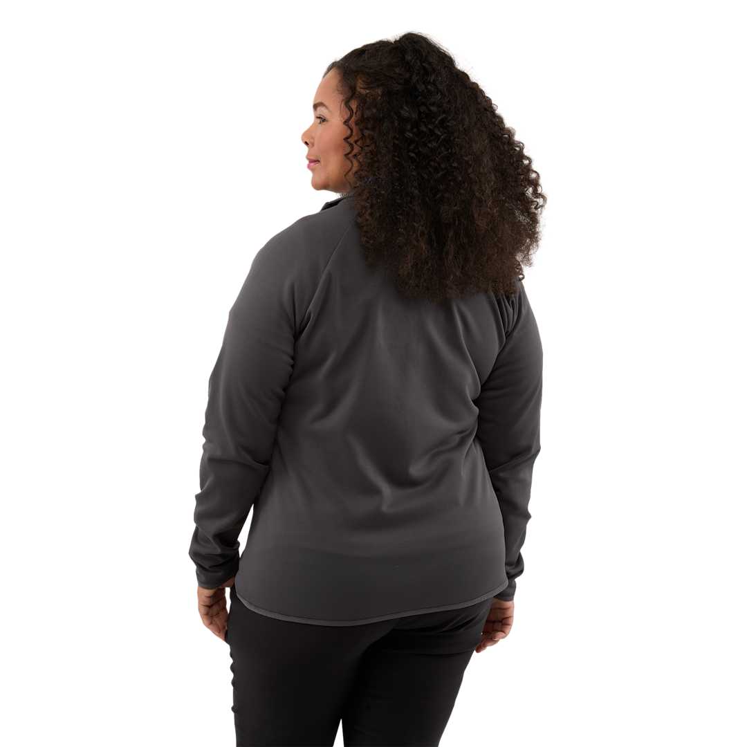 Rear View of Grey TELICA Brush Back Fleece Jacket - Women's plain
