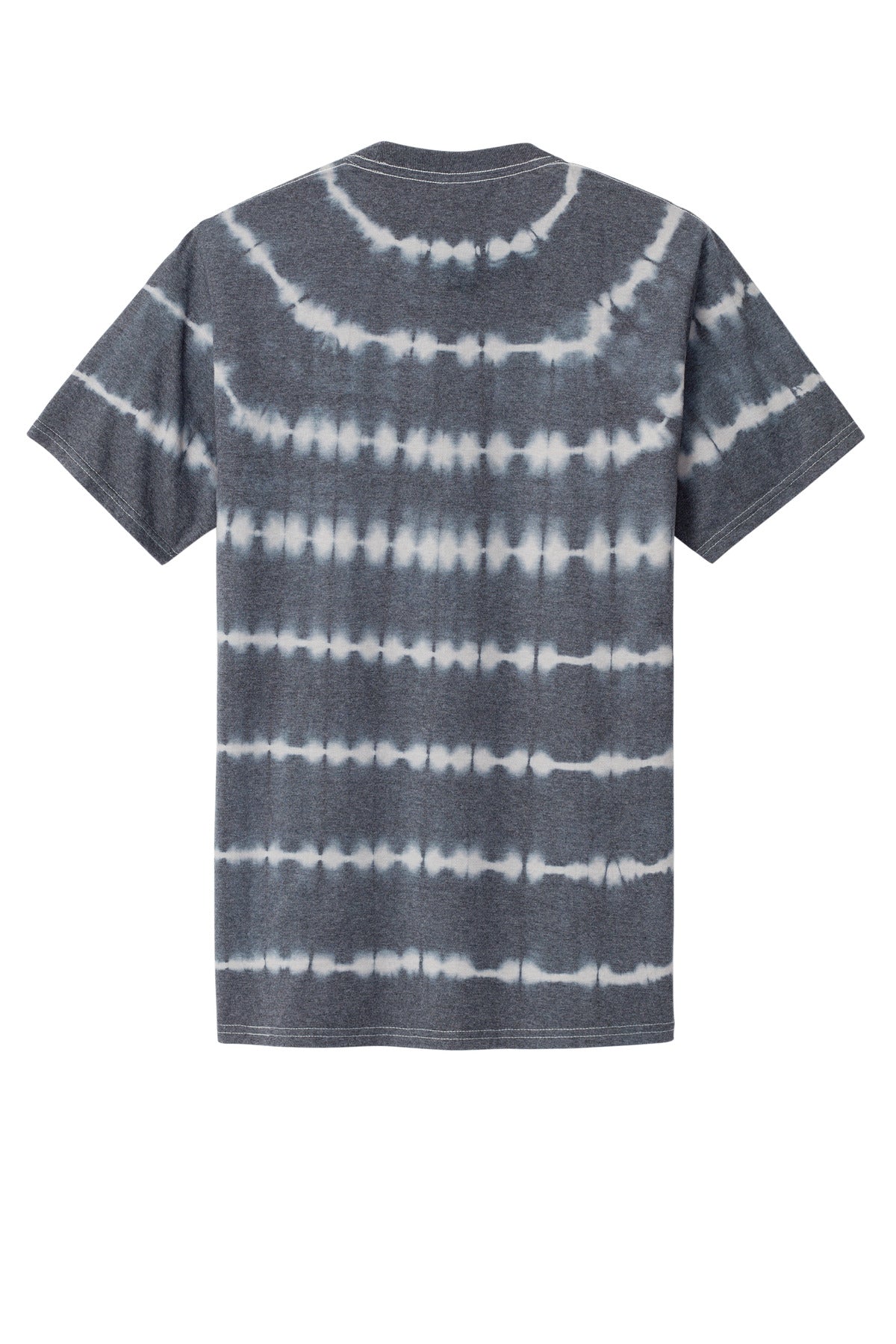 Rear View of Grph/LtGry Port & Company Allover Stripe Tie-Dye Tee PC142