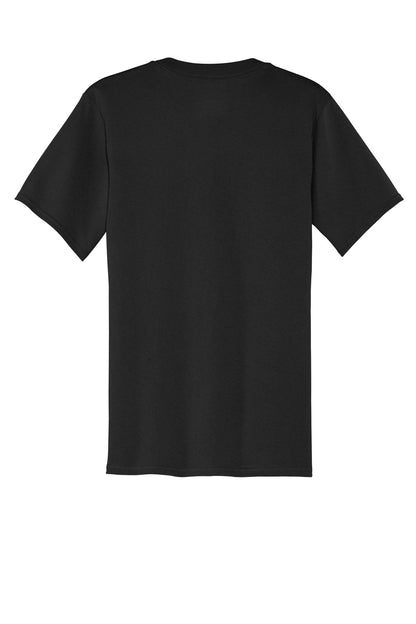 Rear View of Jet Black Port & Company Core Cotton Pocket Tee. PC54P