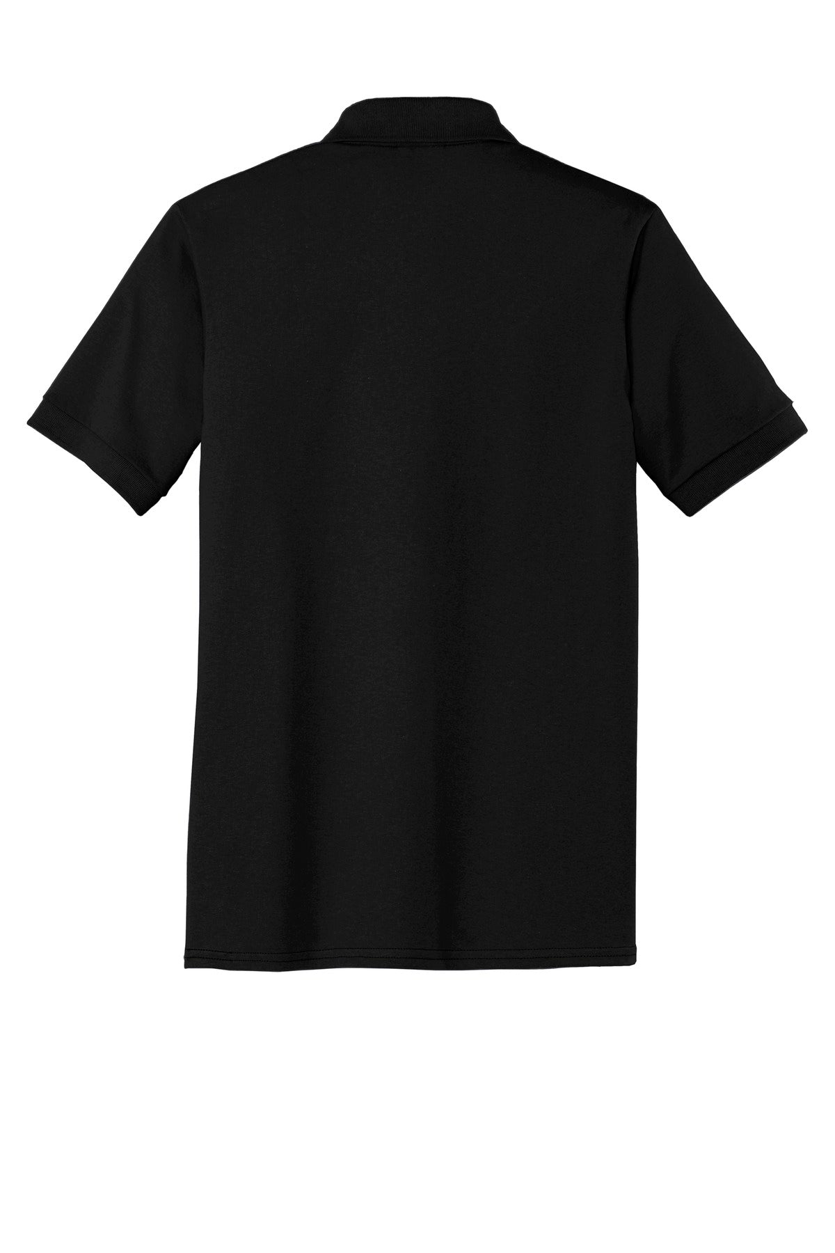 Rear View of Jet Black Port & Company Tall Core Blend Jersey Knit Polo. KP55T