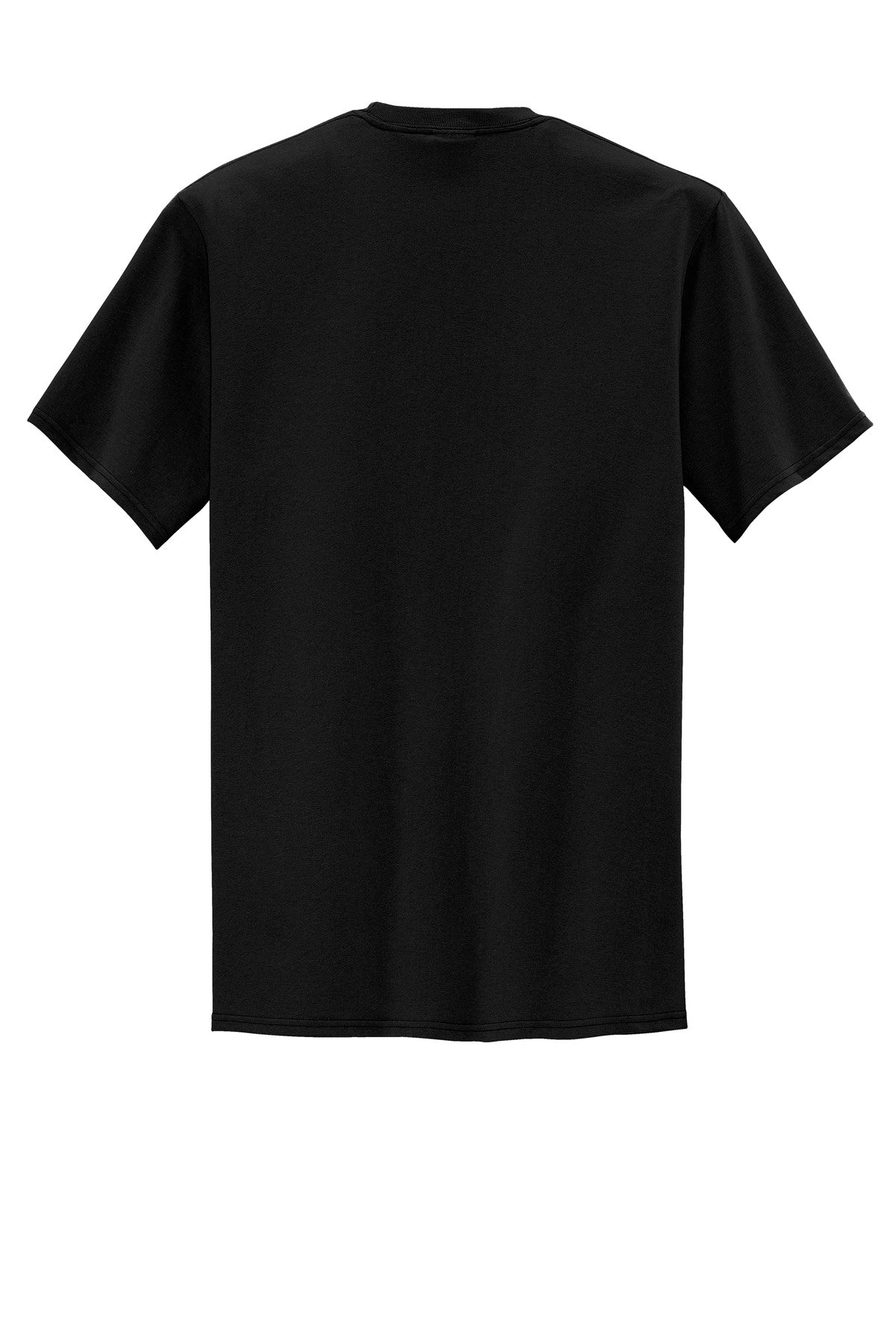 Rear View of Jet Black Port & Company Tall Core Blend Pocket Tee. PC55PT