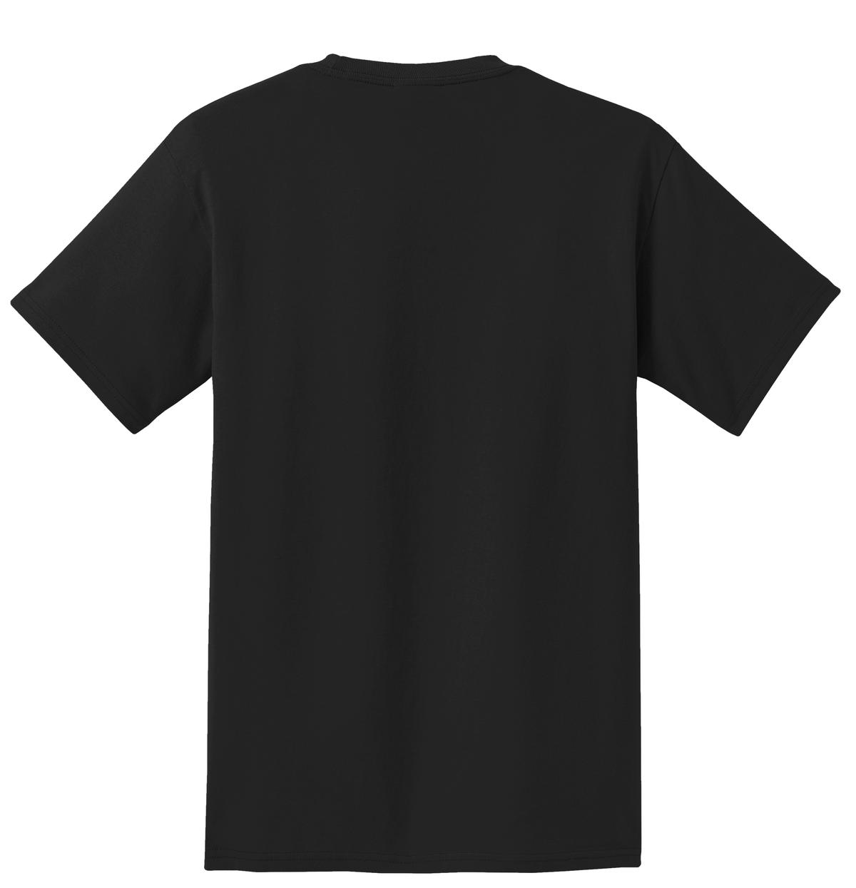 Rear View of Jet Black Port & Company - Tall Essential Pocket Tee. PC61PT
