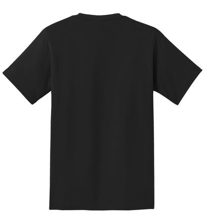 Rear View of Jet Black Port & Company - Tall Essential Pocket Tee. PC61PT