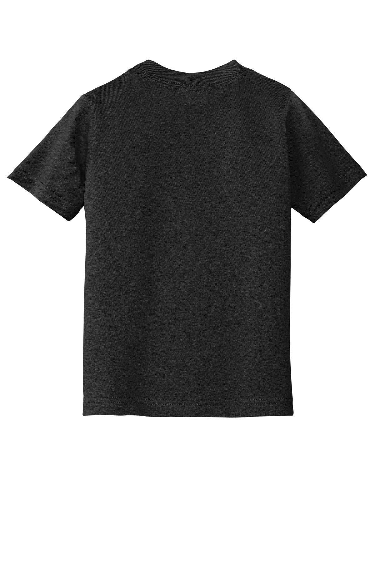 Rear View of Jet Black Port & Company Toddler Core Cotton Tee. CAR54T