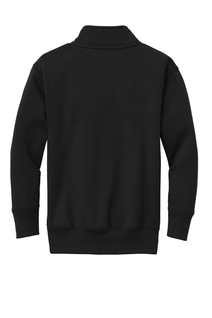 Rear View of JetBlack Port & Company Youth Core Fleece 1/4-Zip Pullover Sweatshirt PC78YQ