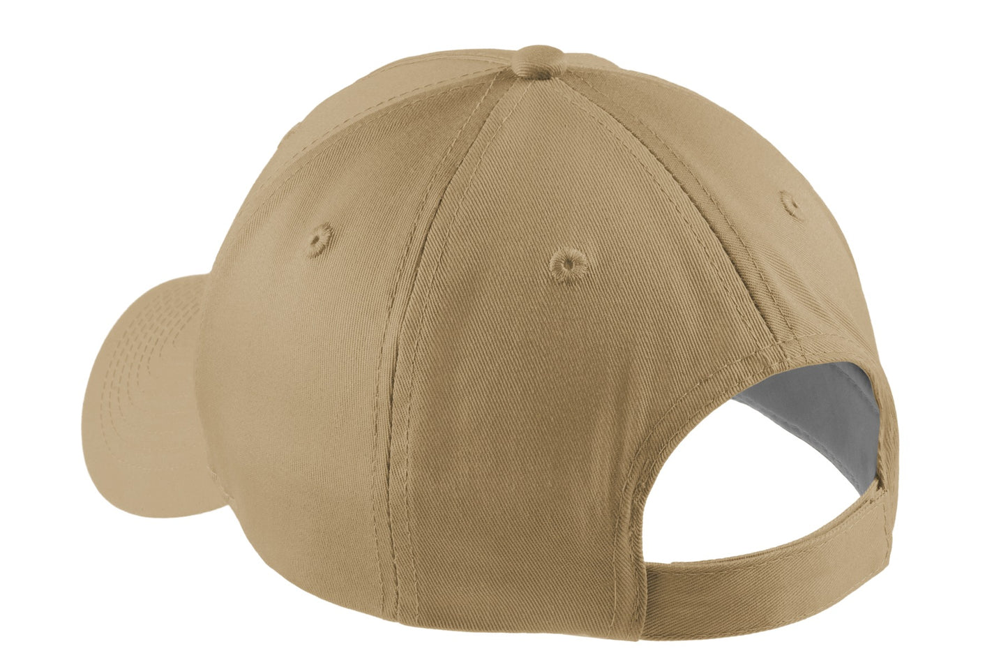 Rear View of Khaki Port & Company Five-Panel Twill Cap. CP86