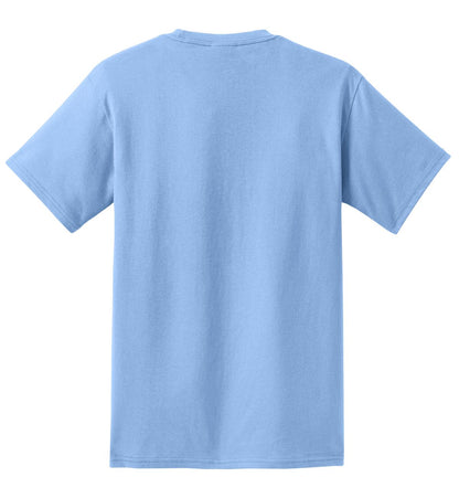 Rear View of Light Blue Port & Company - Tall Essential Pocket Tee. PC61PT