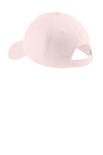 Rear View of Light Pink Port & Company Soft Brushed Canvas Cap. CP96
