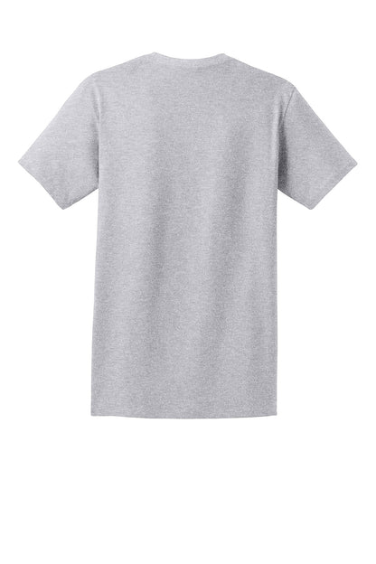 Rear View of Light Steel Hanes - Authentic 100% Cotton T-Shirt with Pocket. 5590
