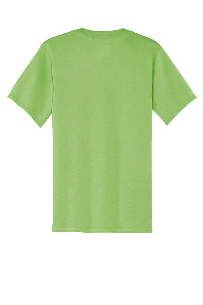 Rear View of Lime Port & Company Core Cotton Pocket Tee. PC54P