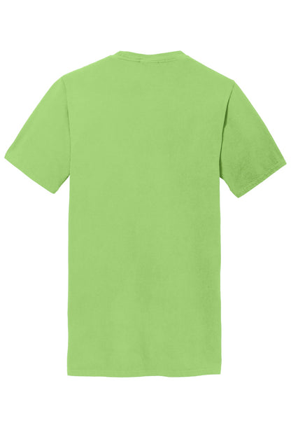 Rear View of Limeade Port & Company Beach Wash Garment-Dyed Pocket Tee. PC099P