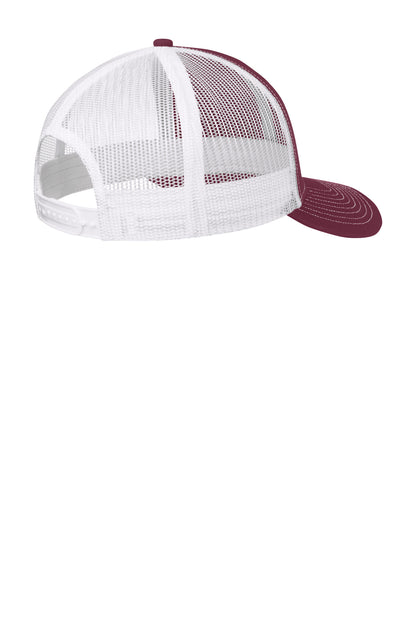 Rear View of Mar/White Port Authority Snapback Trucker Cap. C112