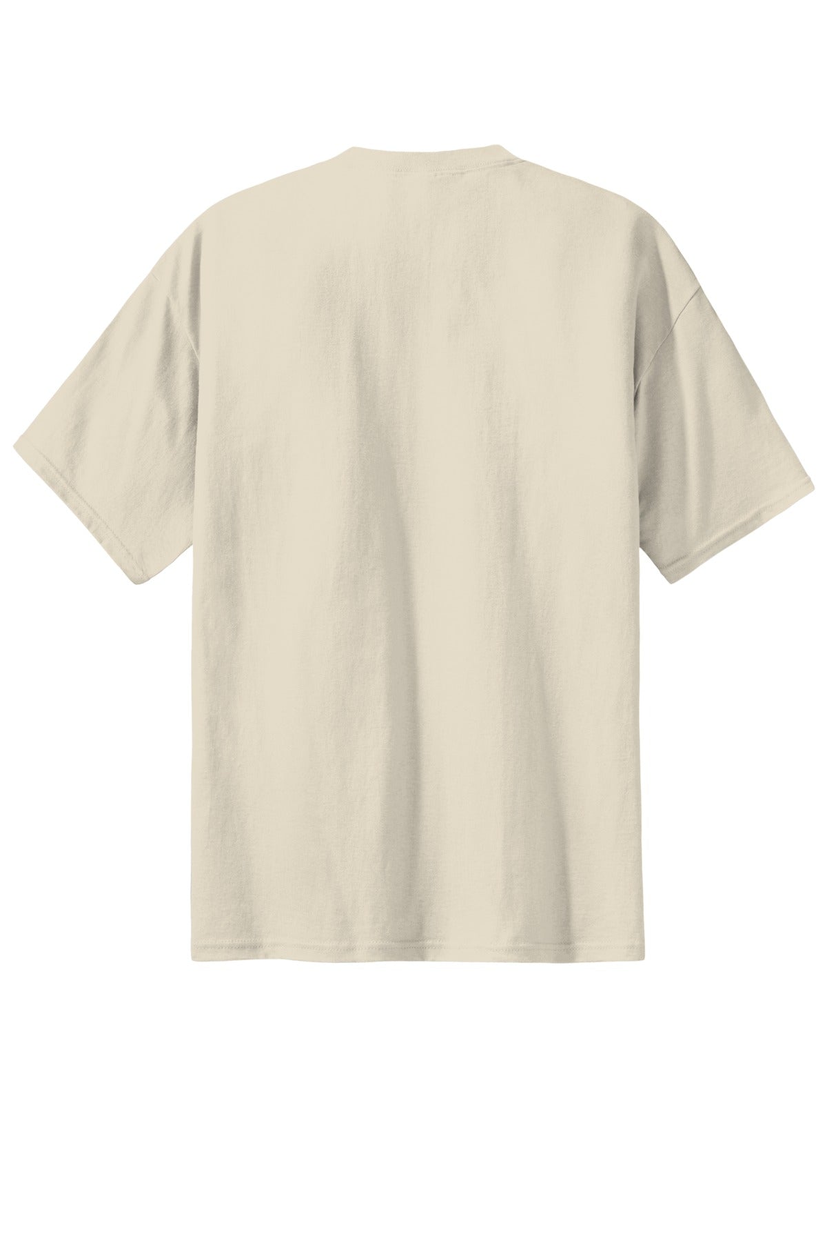 Rear View of Natural Port & Company Tall Essential Tee. PC61T