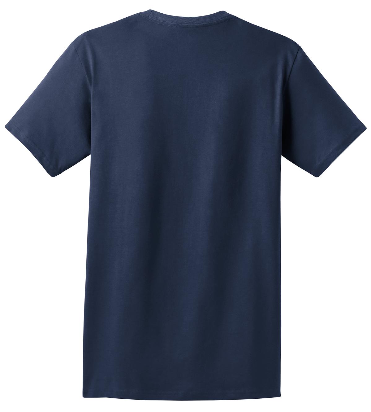 Rear View of Navy Hanes - Authentic 100% Cotton T-Shirt with Pocket. 5590