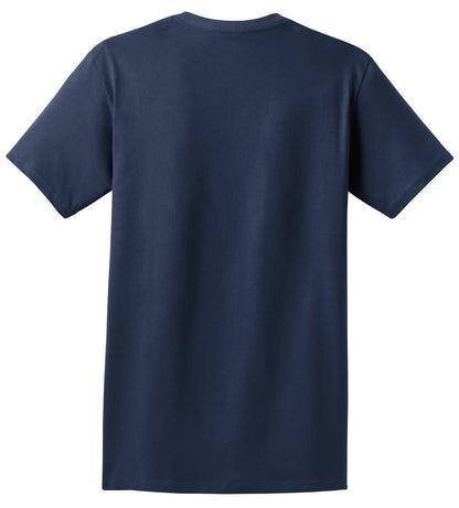 Rear View of Navy Hanes - Authentic 100% Cotton T-Shirt with Pocket. 5590