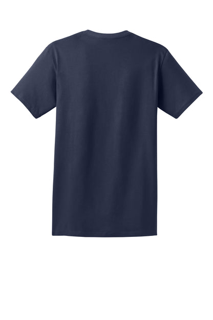 Rear View of Navy Hanes - Authentic 100% Cotton T-Shirt with Pocket. 5590