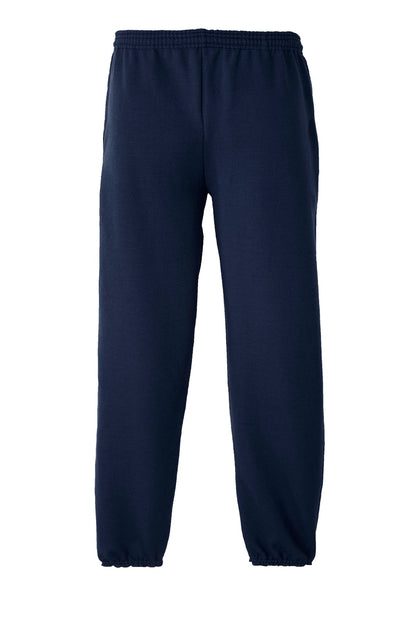 Rear View of Navy Port & Company - Essential Fleece Sweatpant with Pockets. PC90P