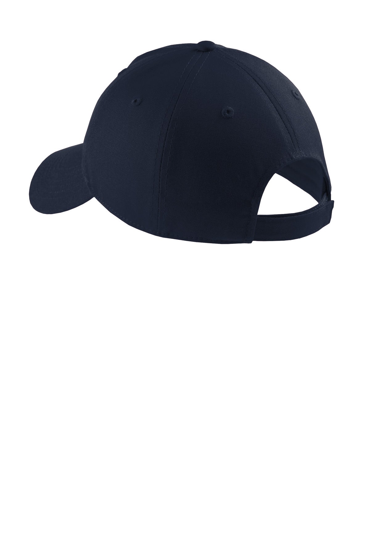Rear View of Navy Port & Company Soft Brushed Canvas Cap. CP96