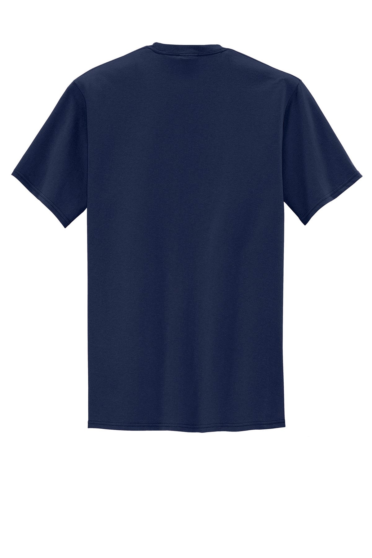 Rear View of Navy Port & Company Tall Core Blend Pocket Tee. PC55PT