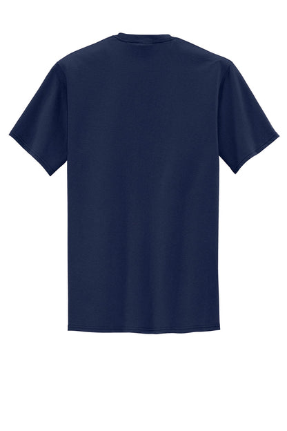 Rear View of Navy Port & Company Tall Core Blend Pocket Tee. PC55PT