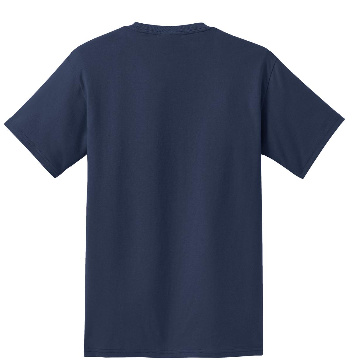 Rear View of Navy Port & Company - Tall Essential Pocket Tee. PC61PT