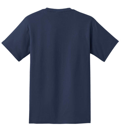 Rear View of Navy Port & Company - Tall Essential Pocket Tee. PC61PT