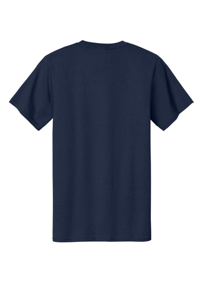 Rear View of Navy Port & Company Tall Essential Tee. PC61T