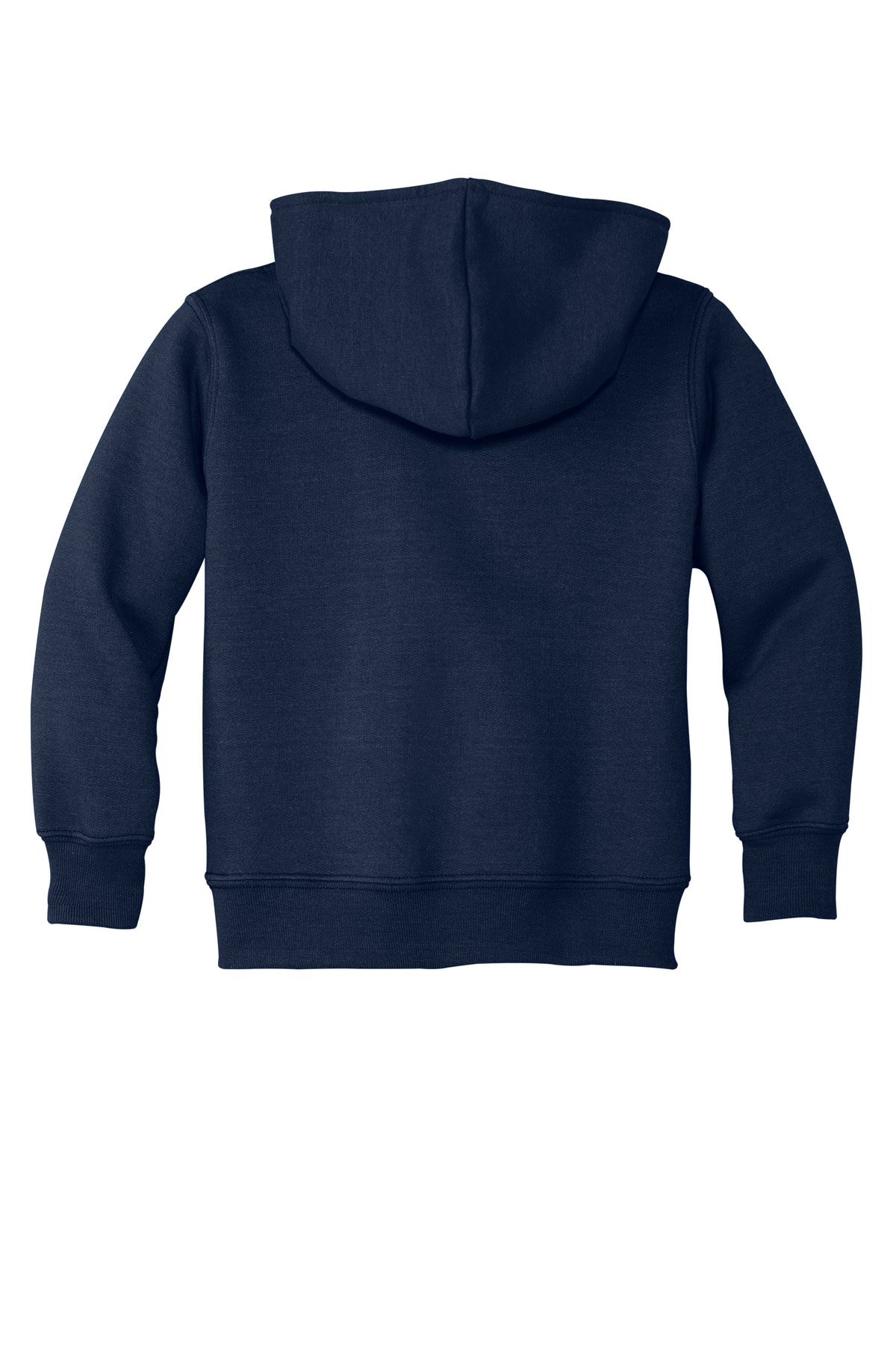 Rear View of Navy Port & Company Toddler Core Fleece Pullover Hooded Sweatshirt. CAR78TH