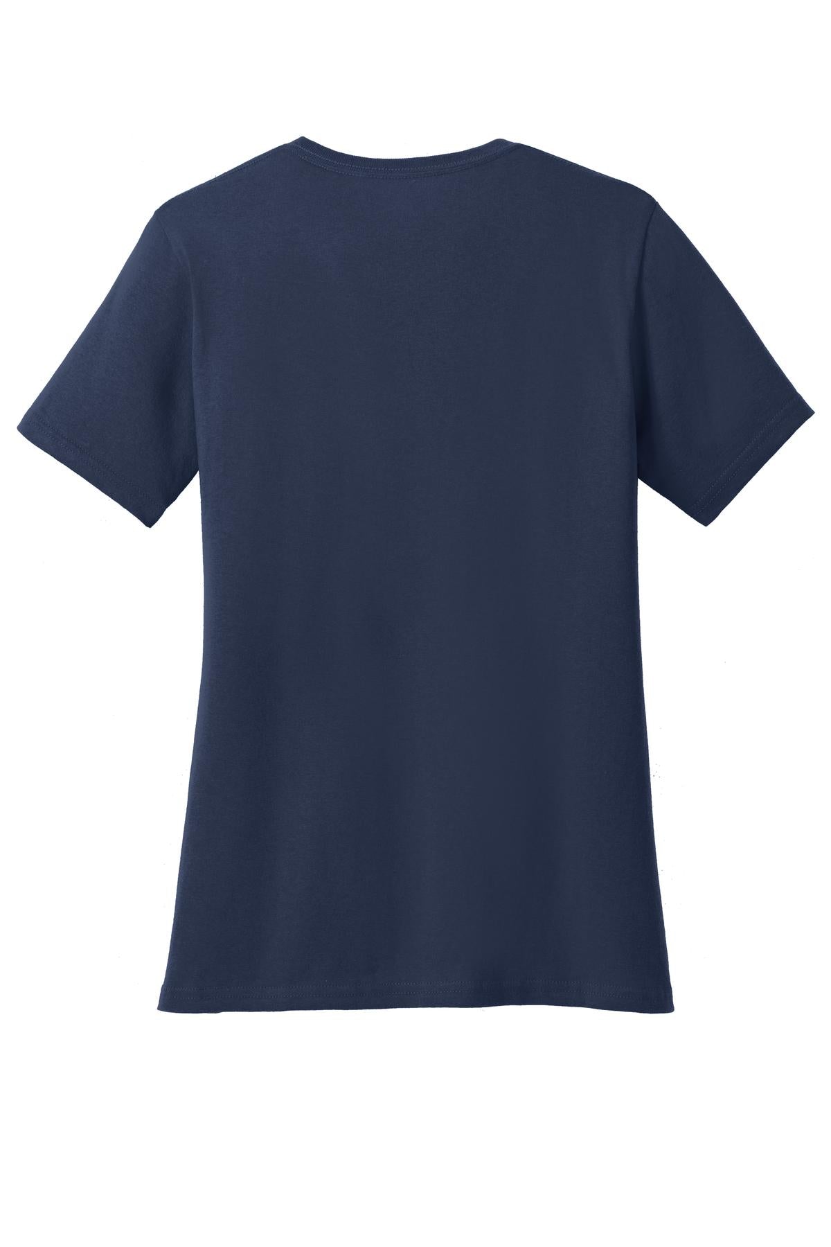 Rear View of Navy Port & Company Women's Core Blend Tee. LPC55
