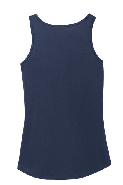 Rear View of Navy Port & Company Women's Core Cotton Tank Top. LPC54TT