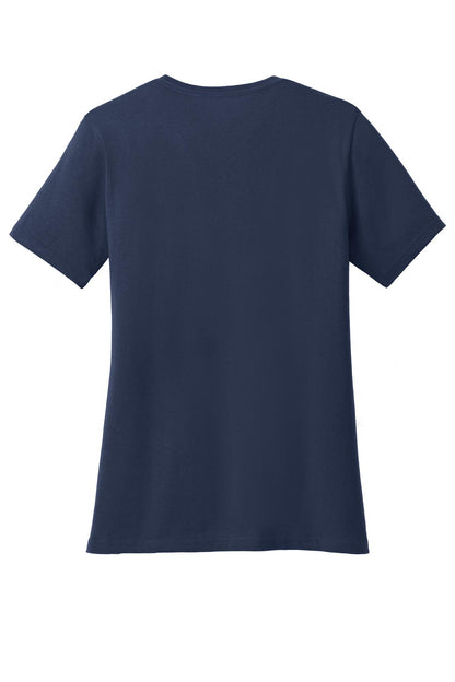 Rear View of Navy Port & Company Women's Core Cotton Tee. LPC54
