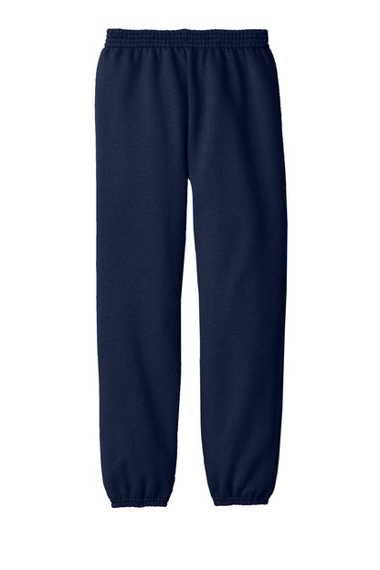 Rear View of Navy Port & Company - Youth Core Fleece Sweatpant. PC90YP