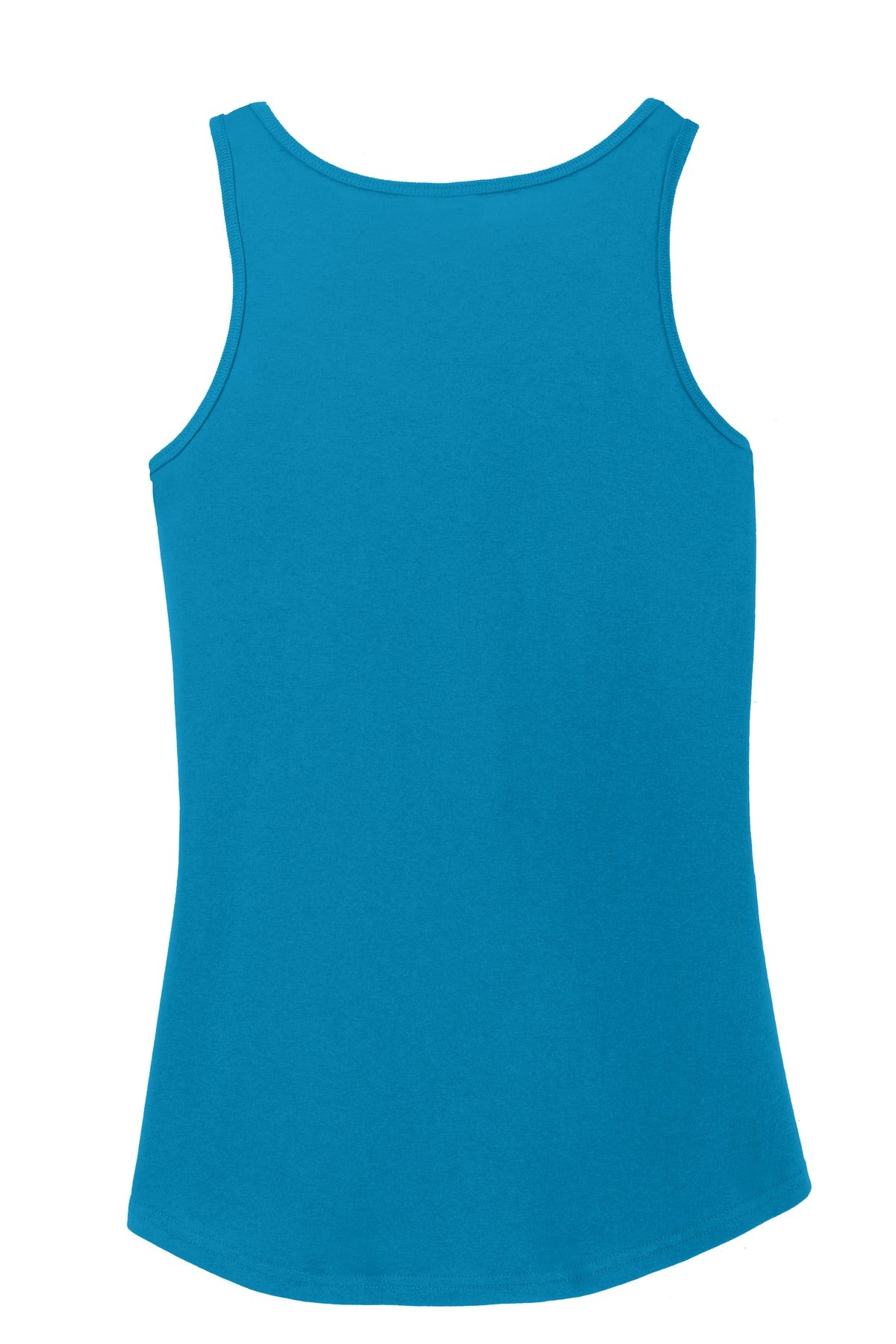 Rear View of Neon Blue Port & Company Women's Core Cotton Tank Top. LPC54TT