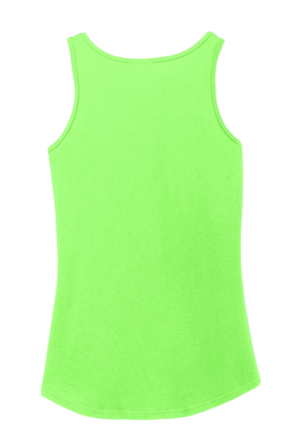 Rear View of Neon Green Port & Company Women's Core Cotton Tank Top. LPC54TT
