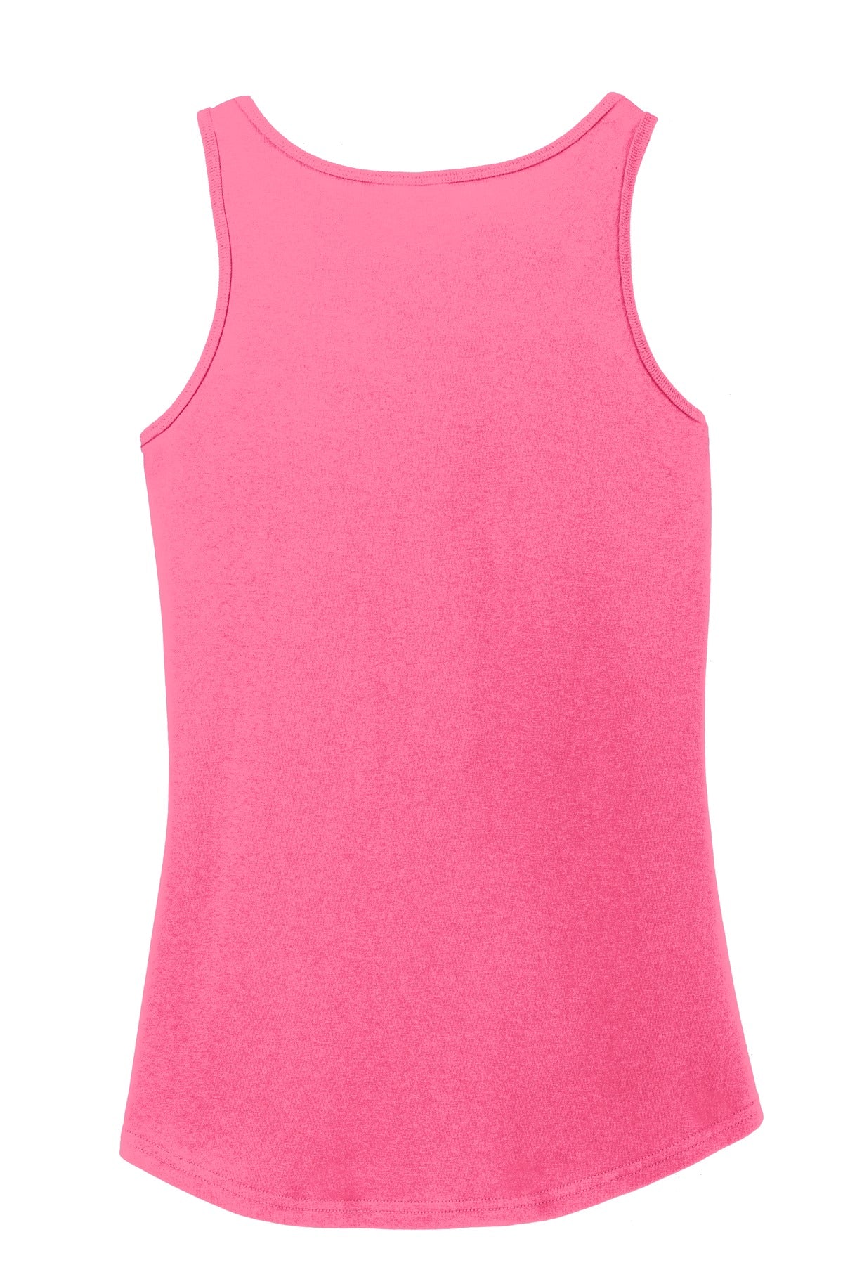 Rear View of Neon Pink Port & Company Women's Core Cotton Tank Top. LPC54TT