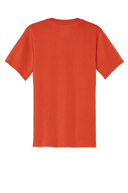 Rear View of Orange Port & Company Core Cotton Pocket Tee. PC54P