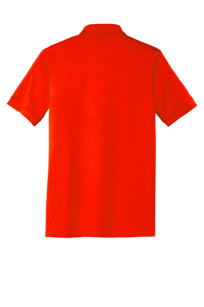 Rear View of Orange Port & Company Tall Core Blend Jersey Knit Polo. KP55T