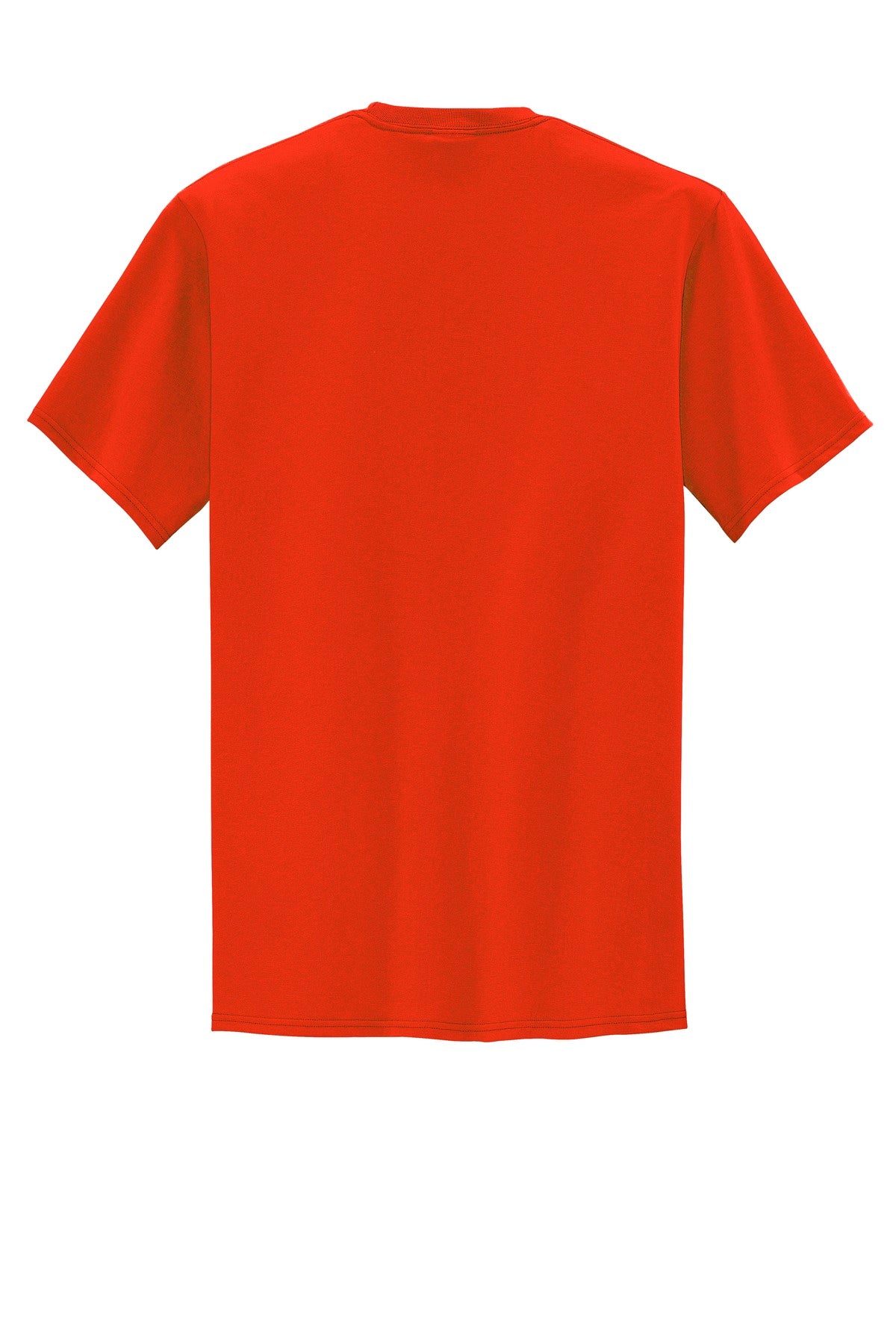 Rear View of Orange Port & Company Tall Core Blend Pocket Tee. PC55PT