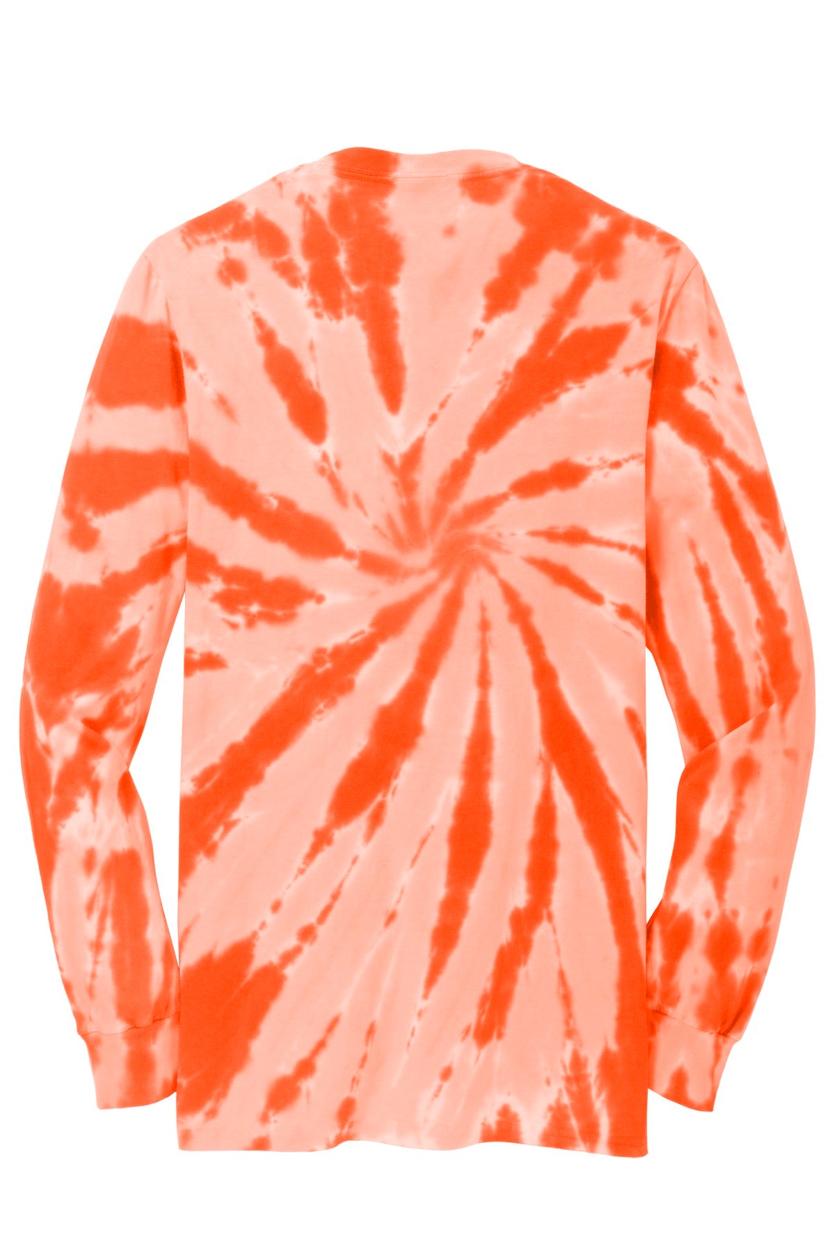 Rear View of Orange Port & Company Tie-Dye Long Sleeve Tee. PC147LS