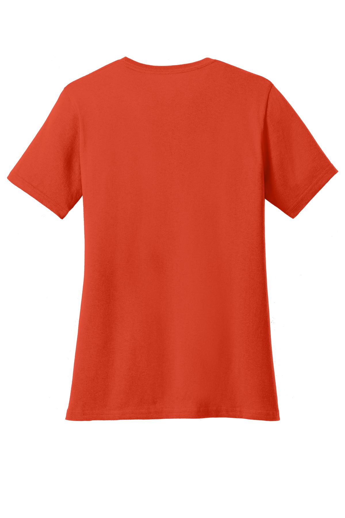 Rear View of Orange Port & Company Women's Core Cotton Tee. LPC54